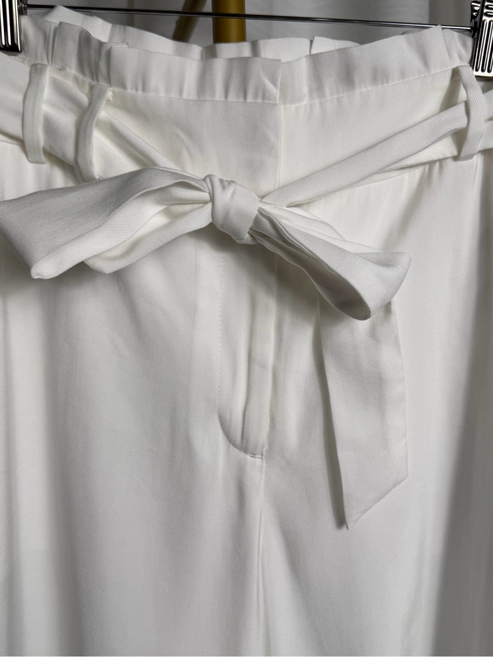 Talbots White Paperbag-Waist Wide-Leg Pants with Tie Belt - Picture 5 of 8